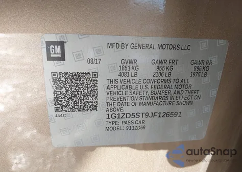 2018 Chevrolet Malibu Lt from USA, damaged, VIN 1G1ZD5ST9JF126591